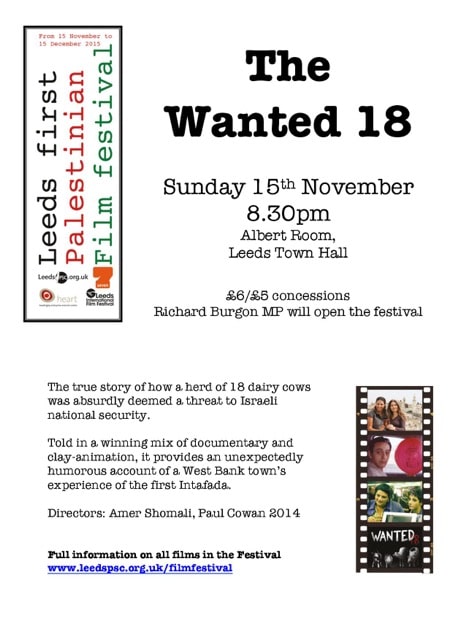 Palestine Film Festival, Leeds: "The Wanted 18"