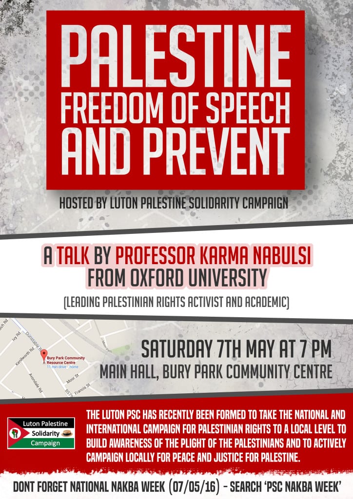 Talk: Karma Nabulsi - Palestine, Freedom of Speech and Prevent